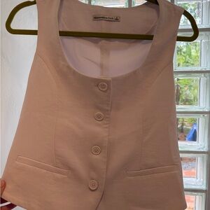 Abercrombie & Fitch Light Tan Buttoned Vest